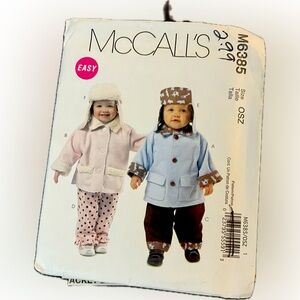 McCall’s Sewing Pattern M6385 Easy Infants Jacket Pants Hat Uncut 2011 OSZ